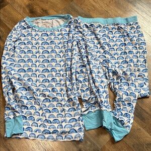 Little Sleepies Blue and White Rainbow Pajama Set
